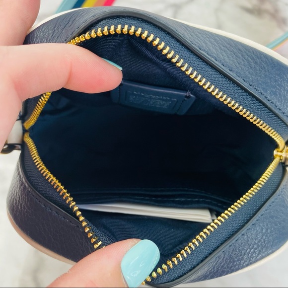 Coach Mini Dempsey Denim Camera Bag In Signature Jacquard With Coach Patch - Picture 8 of 11